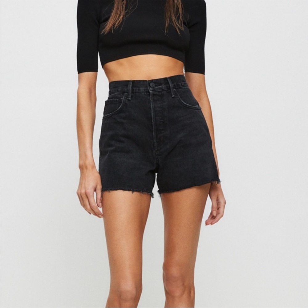 GRLFRND Jules Super High Rise Vintage Cut Off Black Denim Short